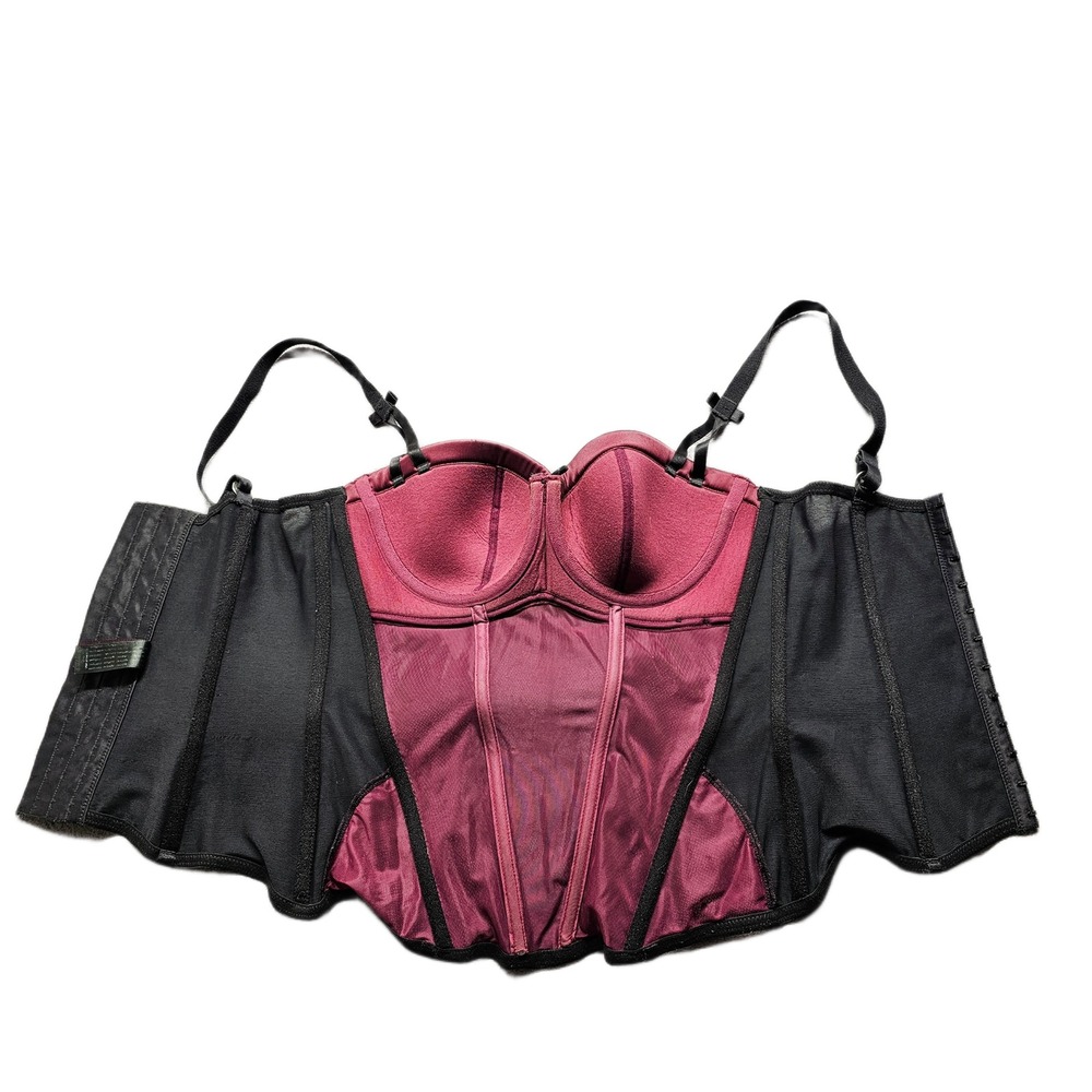 Masquerade by Panache Corset Top Womens 30D Burgundy Black Adjustable Straps